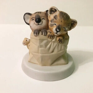 Vintage Sunny Animals By Heartline  Koala Tiger Mouse Figurine In Sack